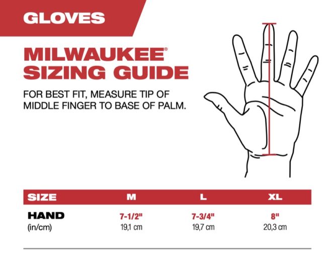 Milwaukee Heated Gloves Size Chart