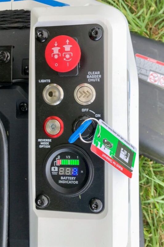 riding lawnmower controls battery gauge